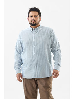 Snitch - Light Blue Stripes Full Sleeves Regular Casual Plus Size Shirt for Men