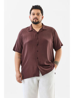 Snitch - Brown Solid Half Sleeves Regular Casual Plus Size Shirt for Men