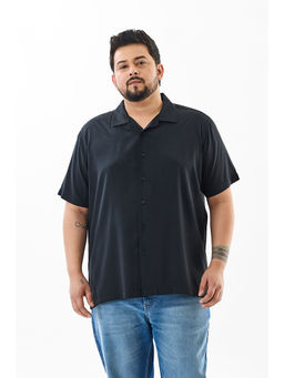 Snitch - Black Solid Half Sleeves Regular Casual Plus Size Shirt for Men
