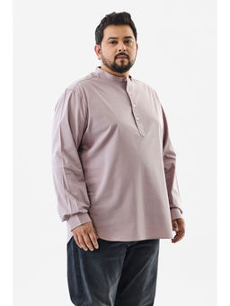 Snitch - Mauve Solid Full Sleeves Regular Casual Plus Size Kurta Shirt for Men