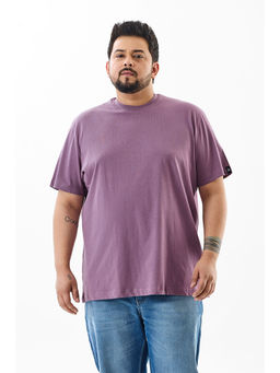 Snitch - Mauve Solid Half Sleeves Regular Casual Plus Size T-Shirt for Men