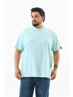 Snitch - Light Blue Solid Half Sleeves Regular Casual Plus Size T-Shirt for Men