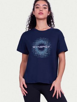 Enamor - Active Breathable Sweat Wicking Navy Blue Graphic T-Shirt - A321