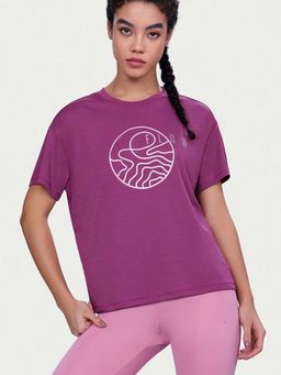 Enamor - Active Breathable Sweat Wicking Purple Graphic T-Shirt - A321