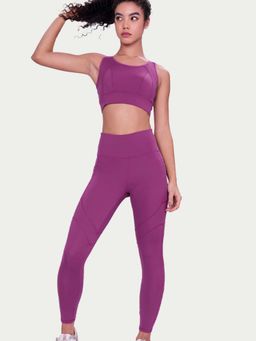 Enamor - High Waist Workout Purple Leggings For Women - A610