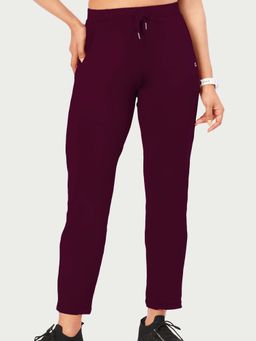 Enamor - Mid Rise Drawstring Closure Wine Travel Pant For Women - E068