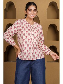 NAVYAS FASHION - Off-White Floral Printed Cotton Kurti