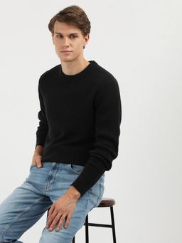 Calvin Klein - Solid Regular Fit Black Wool Sweater