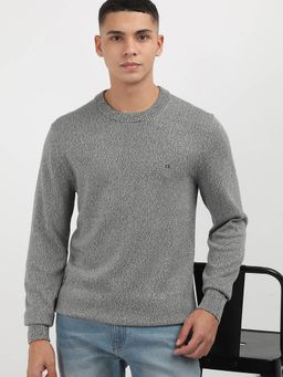 Calvin Klein - Textured Regular Fit Grey Cotton Sweater