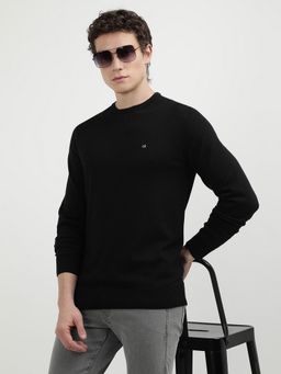 Calvin Klein - Solid Regular Fit Black Cotton Sweater