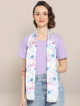 Dupatta Bazaar - Women's Floral Printed Multicolour Satin Scarf