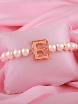 Estele - Rose Gold Plated Elegant E Letter Pearl Bracelet for Women