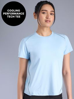 Kica - Quick Dry Performance Tee with Cooling Tech & Reflective Detail KIC027 Light Blue