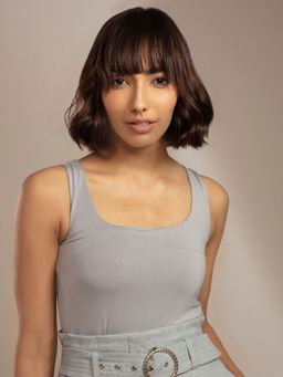 Twenty Dresses by Nykaa Fashion - Basics Light Grey Casual Vibes Tank Top