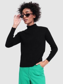 Bewakoof - Women's Black High Neck Sweater