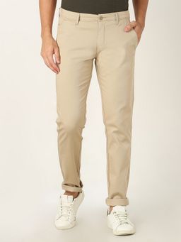 R&B - Cotton Beige Men Mid Waist Chinos