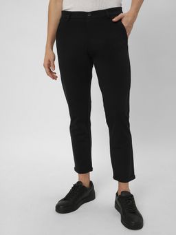 R&B - Rayon Black Men Mid Waist Formal Trousers