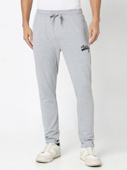 R&B - Grey Cotton Plain Mid Waist Track Pant