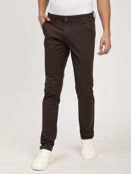 R&B - Cotton Brown Men Mid Waist Chinos