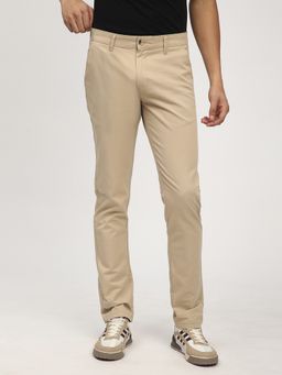 R&B - Cotton Khaki Men Mid Waist Chinos