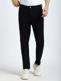 R&B - Men'S Black Cotton Relaxed Fit Mid-Rise Solid Clean Look Jeans