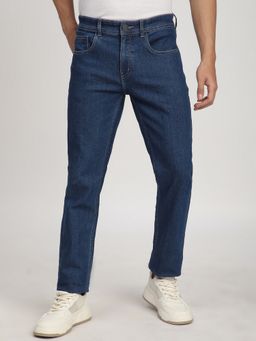 R&B - Men'S Blue Polycotton Regular Fit Mid-Rise Solid Cuffed Jeans