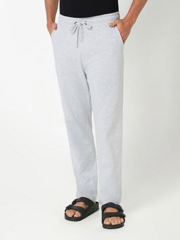 R&B - Grey Men Cotton Plain Mid Waist Track Pant