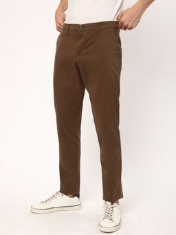 R&B - Cotton Brown Men Mid Waist Chinos