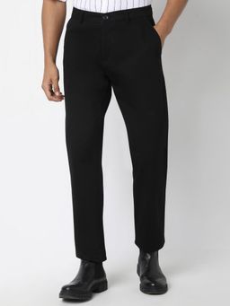 R&B - Cotton Black Men Mid Waist Chinos