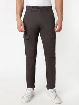 R&B - Cotton Grey Men Mid Waist Cargo Pant