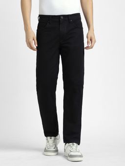 R&B - Men'S Black Denim Mid-Rise Straight Fit Solid Clean Look Jeans