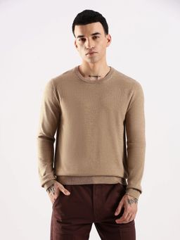 Calvin Klein - Tan Solid Regular Fit Polyester Sweater