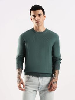 Calvin Klein - Green Solid Regular Fit Polyester Sweater