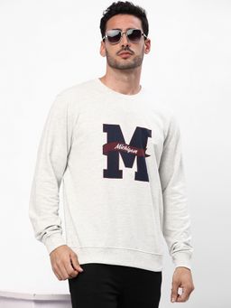 R&B - Men Cotton Cream Graphic Sweatshirt