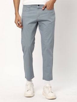 R&B - Cotton Blue Men Mid Waist Chinos