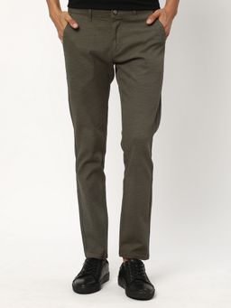 R&B - Cotton Olive Men Mid Waist Chinos
