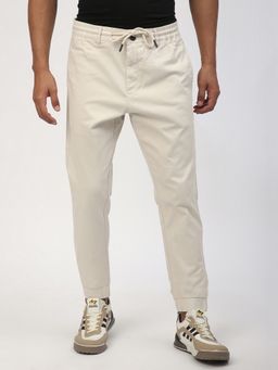 R&B - Cotton Ivory Men Mid Waist Joggers