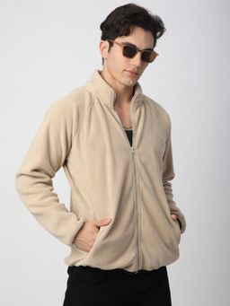 R&B - Men Polyester Beige Solid Sweatshirt