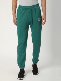 R&B - Green Fleece Printed Mid Waist Joggers