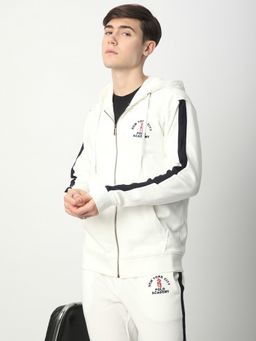 R&B - Men Fleece Ivory Solid Hoodie
