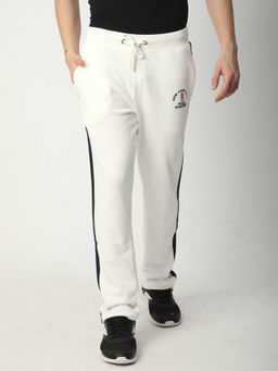 R&B - Ivory Fleece Printed Mid Waist Track Pant