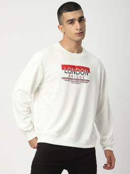 R&B - Men Cotton Blend Ivory Graphic Sweatshirt
