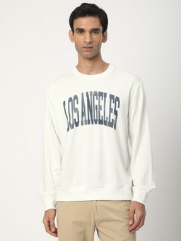 R&B - Men Cotton Blend Ivory Graphic Sweatshirt