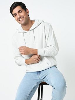 R&B - Men Polycotton Cream Solid Hoodie