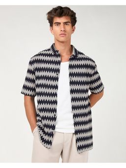 Bewakoof - Men's Jet Black Textured Oversized Shirt