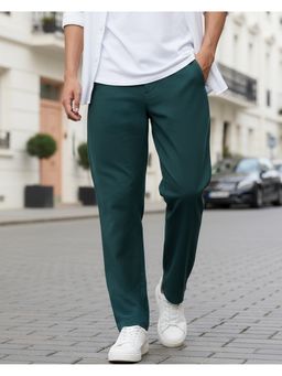 Bewakoof - Cotton Linen Green Men Mid Waist Trouser