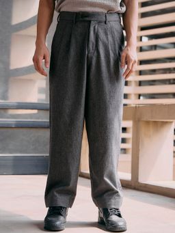 Andamen - Cotton Grey Men Mid Waist Trouser
