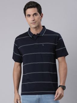 Classic Polo - Men'S Black Authentic Fit Striped Cotton Polo T-Shirt
