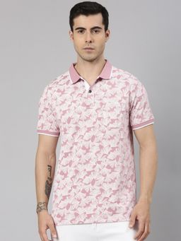 Classic Polo - Men'S Pink Slim Fit All-Over Print Cotton Polo T-Shirt
