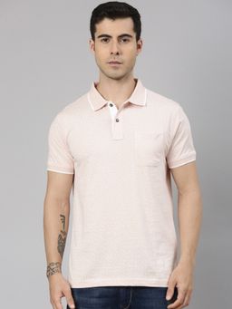 Classic Polo - Men'S Peach Slim Fit All-Over Print Cotton Polo T-Shirt